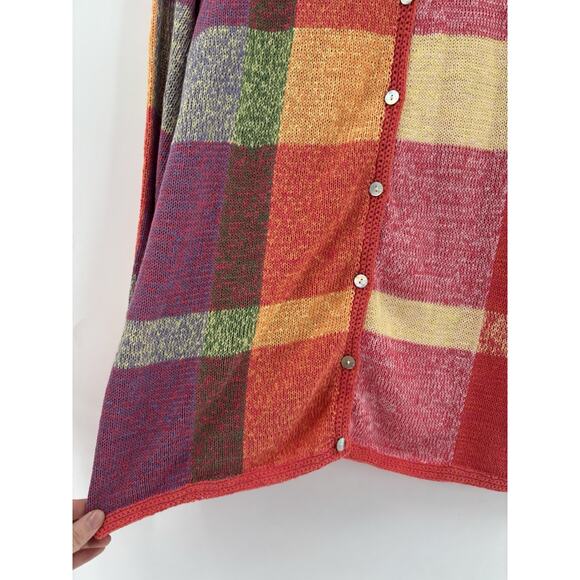 Coldwater Creek Cardigan Sweater Womens Large Multicolor Patchwork Button Knit - Picture 4 of 16